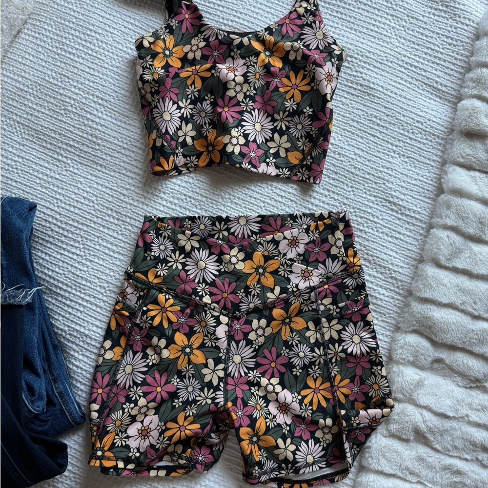 Hollister Floral Crop Top and Shorts Set